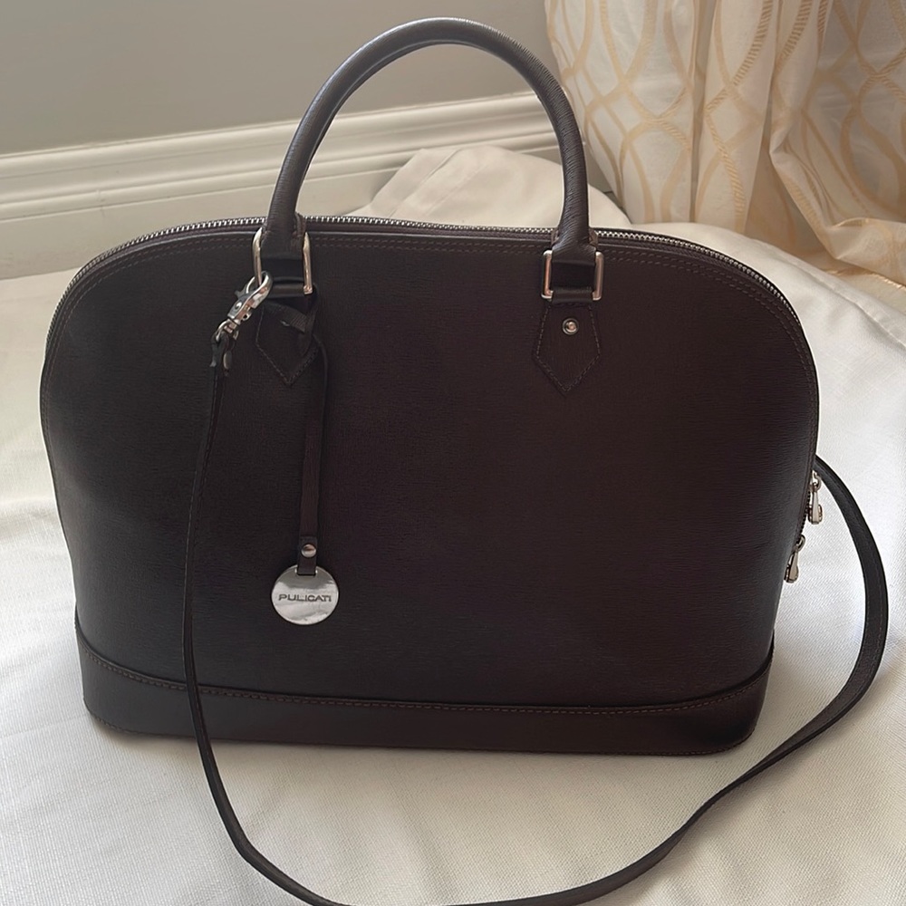 Pulicati Brown Satchel Crossbody Bag